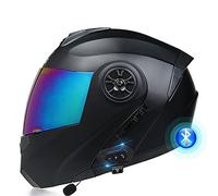 Casco De Moto Modular Bluetooth Integrado Micrófono De Auricular con Altavoz Incorporado Unisex con Visera Solar Dual Casco Anticolisión Cara Completa Aprobado por Dot/ECE 55-62CM