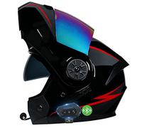 Casco De Moto Modular Bluetooth Integrado, para Adultos, Mujeres Y Hombres., ECE Homologado, Transpirable Y Cómodo, con Doble Visera Cascos De Motocicleta
