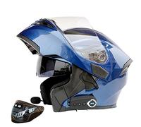 Casco De Moto Modular Con Bluetooth, Casco Moto Abatible Con Doble Visor Negro DOT/ECE Homologado Casco De Moto Integral Para Mujer Y Hombre, Con Micrófono Mp3 Radio FM Blue,M