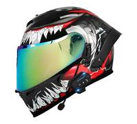 Casco De Moto Modular con Bluetooth Cascos Integrado Abatible con Doble Visera Casco Integrales Modulares Homologado ECEDOT Cascos Motocicleta Motocross para Adultos U,L:59-60CM