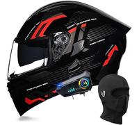 Casco de Moto Modular con Bluetooth, Integral, abatible, con Doble Visera, con Altavoz y micrófono duales, homologado por Dot/ECE, para Adultos, Hombres y Mujeres (Tallas M a XXL) K,2XL=63-64cm