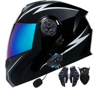 Casco de Moto Modular con Bluetooth Slot Integrado, ECE Homologado Casco Integrales Moto Jet Scooter para Mujer Hombre Adultos(C9,M(57~58CM))