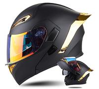 Casco de Moto Modular con Bluetooth Slot Integrado, ECE Homologado Casco Integrales Moto Jet Scooter para Mujer Hombre Adultos,con Doble Visera Casco Bluetooth Flip Up