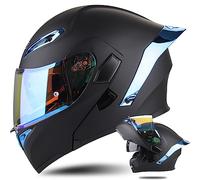 Casco de Moto Modular con Bluetooth Slot Integrado, ECE Homologado Casco Integrales Moto Jet Scooter para Mujer Hombre Adultos,con Doble Visera Casco Bluetooth Flip Up