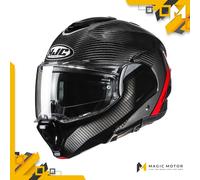 Casco de moto Modular HJC F100 CARBON L STAN Negro Pulido
