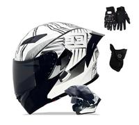 Casco de Moto Modular Integrado, Casco Modular Anticolisión con Visera Solar Doble, Aprobado por ECE Antivaho Cómodo y Transpirable(C8,XL(59~60CM)