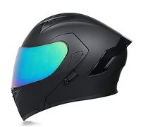 Casco De Moto Modular Integrado,Casco Modular Anticolisión con Visera Solar Doble para Hombres Y Mujeres Aprobado por ECE Antivaho Cómodo Y Transpirable Casco De Scooter Negro Mate