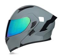 Casco De Moto Modular Integrado,Casco Modular Anticolisión con Visera Solar Doble para Hombres Y Mujeres Aprobado por ECE Antivaho Cómodo Y Transpirable Casco De Scooter Negro Mate