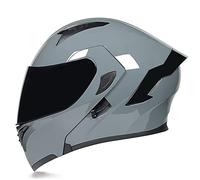 Casco De Moto Modular Integrado,Casco Modular Anticolisión con Visera Solar Doble para Hombres Y Mujeres Aprobado por ECE Antivaho Cómodo Y Transpirable Casco De Scooter Negro Mate