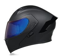 Casco De Moto Modular Integrado,Casco Modular Anticolisión con Visera Solar Doble para Hombres Y Mujeres Aprobado por ECE Antivaho Cómodo Y Transpirable Casco De Scooter Negro Mate
