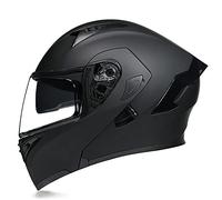 Casco De Moto Modular Integrado,Casco Modular Anticolisión con Visera Solar Doble para Hombres Y Mujeres Aprobado por ECE Antivaho Cómodo Y Transpirable Casco De Scooter Negro Mate