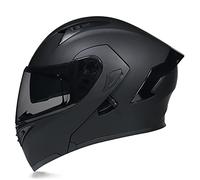 Casco De Moto Modular Integrado,Casco Modular Anticolisión con Visera Solar Doble para Hombres Y Mujeres Aprobado por ECE Antivaho Cómodo Y Transpirable Casco De Scooter Negro Mate