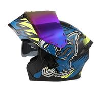 Casco De Moto Modular Integrado con Doble Visera Cascos De Motocicleta Integrales Abatible Casco Modulares Motocross ECEDOT Homologado para Hombres Y Mujeres Adultos W,L:59-60CM