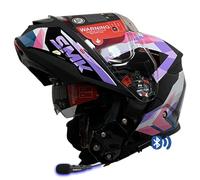 Casco de Moto Modular SMK Gullwing Charger Bluetooth Sena 3SPlus Integrado - Abatible con Visor Solar Rosa - Homologado P/J ECE 22.06 - Designed (S)