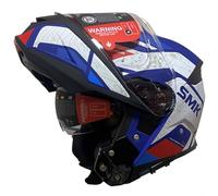 Casco de Moto Modular SMK Gullwing Navigator Abatible con Visor Solar Azul Rojo - Homologado P/J ECE 22.06 - Designed