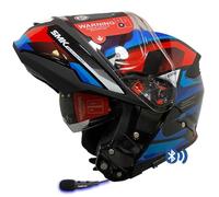 Casco de Moto Modular SMK Gullwing Venture Bluetooth Sena 3SPlus Integrado - Abatible con Visor Solar Azul Rojo - Homologado P/J ECE 22.06 - Designed (S)