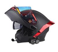 Casco De Moto Modulares Bluetooth Integrado,Certificado ECE Casco Modular Intercomunicador FM MP3 Incorporado Sistema De Comunicación Cascos Moto Modulares para Mujeres Y Hombres (A S=55~56cm)