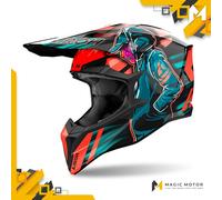 Casco de moto Off Road Airoh WRAAAP M CIBERNÉTICO Verde