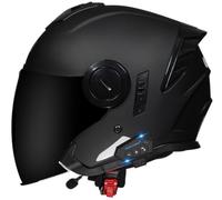 Casco de Moto Retro 3/4 Cascos de Moto con Bluetooth Casco Jet Moto Hombre Cascos Moto Abierto con Doble Visera Casco Ciclomotor Hombres Mujeres Cascos Scooter Homologado ECE 1,M=56-58cm