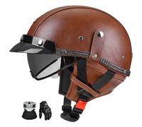 Casco De Moto Retro De Estilo AlemáN, Tipo Medio Casco, con CertificacióN Ece, Casco Unisex Retro para Adultos. K,2XL:61-62CM