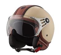Casco de Moto Retro Medio Cuero De PU Abierto con Gafas de Aviador Cascos Jet Vintage Cruiser Unisex Moto Scooter Medio Casco Jet Estilo Alemán ECE Homologado H,M