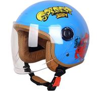 Casco De Moto Semi-Jet para Niños, Casco De Moto Infantil, Homologado por La ECE con Visera Solar, Ideal para Niños De 4 A 14 Años. H,47-55CM