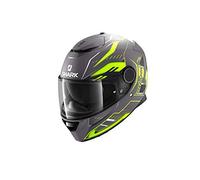 Casco de Moto Shark Spartan 1.2 ANTHEON Mat AYK, Gris/Amarillo, XS