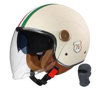 Casco de Motocicleta Abierto con Doble Visera, Retro, Jet, Medio Casco, homologado por ECE/Dot, Lente Larga, for Hombre, Mujer, Scooter, Cruiser, Scooter.(Light Beige,XL(60~61cm))