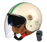 Casco de Motocicleta Abierto con Doble Visera, Retro, Jet, Medio Casco, homologado por ECE/Dot, Lente Larga, for Hombre, Mujer, Scooter, Cruiser, Scooter.(Beige,XL(60~61cm))