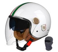 Casco de Motocicleta Abierto con Doble Visera, Retro, Jet, Medio Casco, homologado por ECE/Dot, Lente Larga, for Hombre, Mujer, Scooter, Cruiser, Scooter.(White,L(58~59cm))
