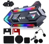 Casco de motocicleta Bluetooth casco de motocicleta Bluetooth Auriculares, doble reducción de ruido, RGB/manos libres/control de voz AI/graves fuertes/IPX6 auriculares impermeables compatibles con