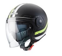 Casco de motocicleta Caberg Uptown Chrono mate negro blanco amarillo Flo