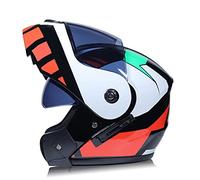 Casco de Motocicleta Casco abatible para Motocicleta Dot/Ece Certificado Modular Casco Integral Espejo antivaho de Doble Capa Forro Lavable extraíble Unisex E,L=(59-60CM)