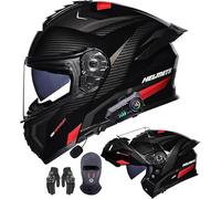 Casco de motocicleta con Bluetooth y doble visera modular para hombre y mujer, certificado ECE, con altavoz y micrófono y cancelación de ruido A,XL59-60CM