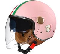 Casco De Motocicleta con Doble Espejo Medio Casco Retro 3/4 Varios Estilos Casco para Las Cuatro Estaciones Unisex con Doble Visera, Certificado ECE C2,58~59 L
