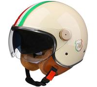 Casco De Motocicleta con Doble Espejo Medio Casco Retro 3/4 Varios Estilos Casco para Las Cuatro Estaciones Unisex con Doble Visera, Certificado ECE B,60~61 XL