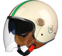 Casco De Motocicleta con Doble Espejo Medio Casco Retro 3/4 Varios Estilos Casco para Las Cuatro Estaciones Unisex con Doble Visera, Certificado ECE B2,60~61 XL