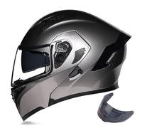 Casco De Motocicleta Con Doble Visera, Casco Integral, Casco De Motocicleta Con Certificación ECE DOT, Casco Integral Abatible, Cascos De Motocross, Casco De Protección B,XL=59-60CM