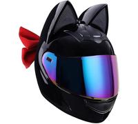 Casco De Motocicleta Con Orejas De Gato, Certificación ECE, Integral, Abatible, Con Visera HD Y Sistema De Ventilación, Para Adultos, Hombres Y Mujeres. C1,L/(57~59cm)
