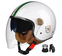 Casco De Motocicleta con Visera, Casco Ligero Retro 3/4, Estilo CláSico, Homologado Ece, Apto para Ciclomotores Y Motocicletas HelicóPtero. S,L:59-60CM