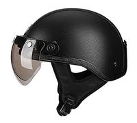 Casco de Motocicleta de Media con Hebilla de liberación rápida ABS Jet Motocicleta Casco Cuenco Vintage Braincap,para Crucero/Touring/Motocicleta/Caballo/Scooter-ECE Aprobado A,L(58-59)