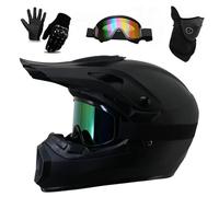 Casco de Motocicleta EléCtrica Todoterreno, para NiñOs Y NiñAs, Quads, BMX, MTB, ATV, Todoterreno, con Gafas, Guantes Y Mascarilla, Aprobado por Dot(226 Monochrome,M(56-57CM))
