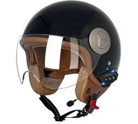 Casco De Motocicleta Estilo Vintage Con Bluetooth, Casco Abierto Con Visera Solar 3/4, Casco De Moto De Media Cara Homologado ECE 22.06, Para Adultos, Hombres Y Mujeres. 3,M/(57~58cm)