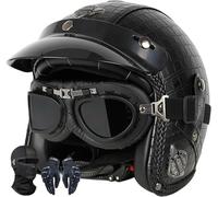 Casco De Motocicleta Jet Vintage Con Gafas Para Hombres Y Mujeres, Casco Retro De Media Concha Para Adultos, Aprobado Por ECE, Cuencos De Ciclomotor Abiertos 3/4 Montar Al Aire Libre K,L=57-58CM