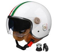 Casco De Motocicleta Ligero Retro 3/4, con Doble Visor, Homologado Ece, Apto para Ciclomotores, Scooters Y Motocicletas De Calle. S,L:59-60CM