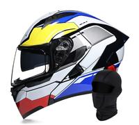 Casco De Motocicleta Modular, Abatible, Casco Integrado, Resistente A Impactos Homologado por La ECE, con Visera Antivaho Y Doble Lente(B 28,L=(59~60cm))