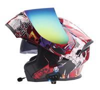 Casco De Motocicleta Modular con Bluetooth Cascos Moto Integrado Modulares Casco Integrales Abatible Bluetooth con Doble Visera Homologado ECEDOT para Unisexo Adultos Z-25,XXL:63-64CM