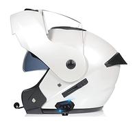 Casco De Motocicleta Modular con Bluetooth Integrado con Visera Solar Integral Doble, Sistema De Comunicación por Intercomunicador Integrado Radio Certificado ECE B,XL