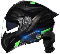 Casco De Motocicleta Modular con Bluetooth Y Luz Trasera, Casco Modular para Adultos con Doble Visera para Hombres Y Mujeres, Homologado por ECE B,XL59-60CM