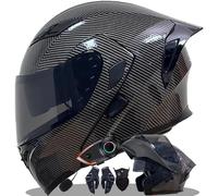 Casco de motocicleta modular integral con Bluetooth integrado, abatible hacia arriba, homologado por DOT/ECE, con doble visera y correa para la barbilla, para hombres y mujeres. E,XXL=61-62cm